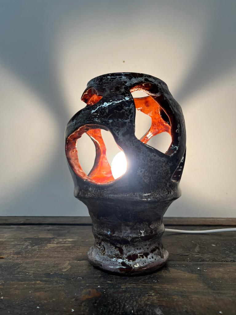 Vintage brutalist fat lava lamp,, Overige materialen, Gebruikt, Vintage brutalist fat lava lamp, frans keramiek, Ophalen of Verzenden