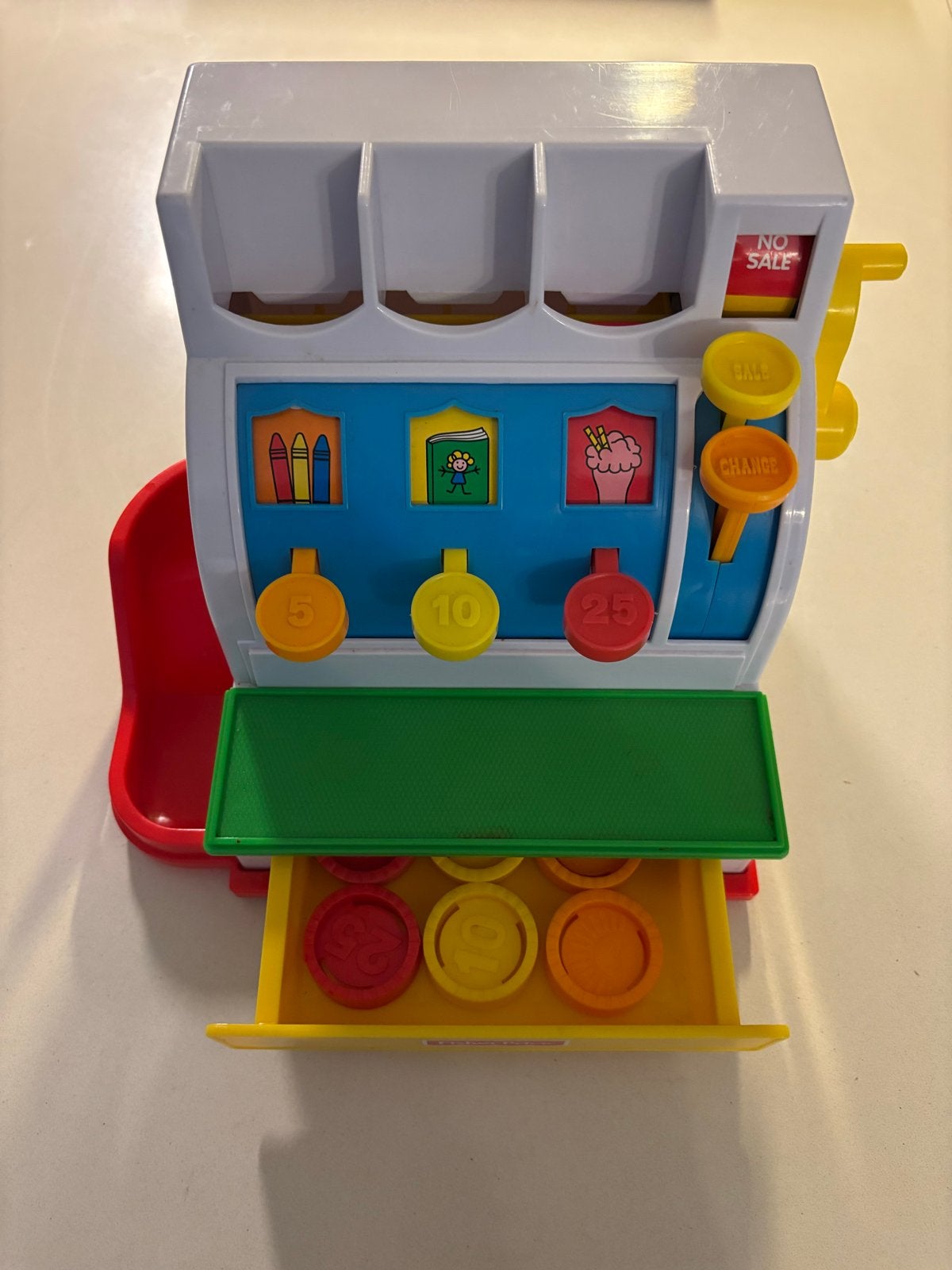Fisher-Price Kassa wit Speelgoed set met 6 munten!, Ophalen of Verzenden, Zo goed als nieuw, Speelset, Met geluid