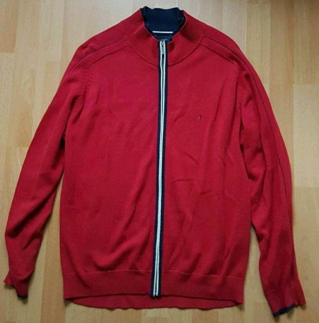 Rood herenvest met rits, maat L, Maat 52/54 (L), Ophalen of Verzenden, Gedragen, Rood
