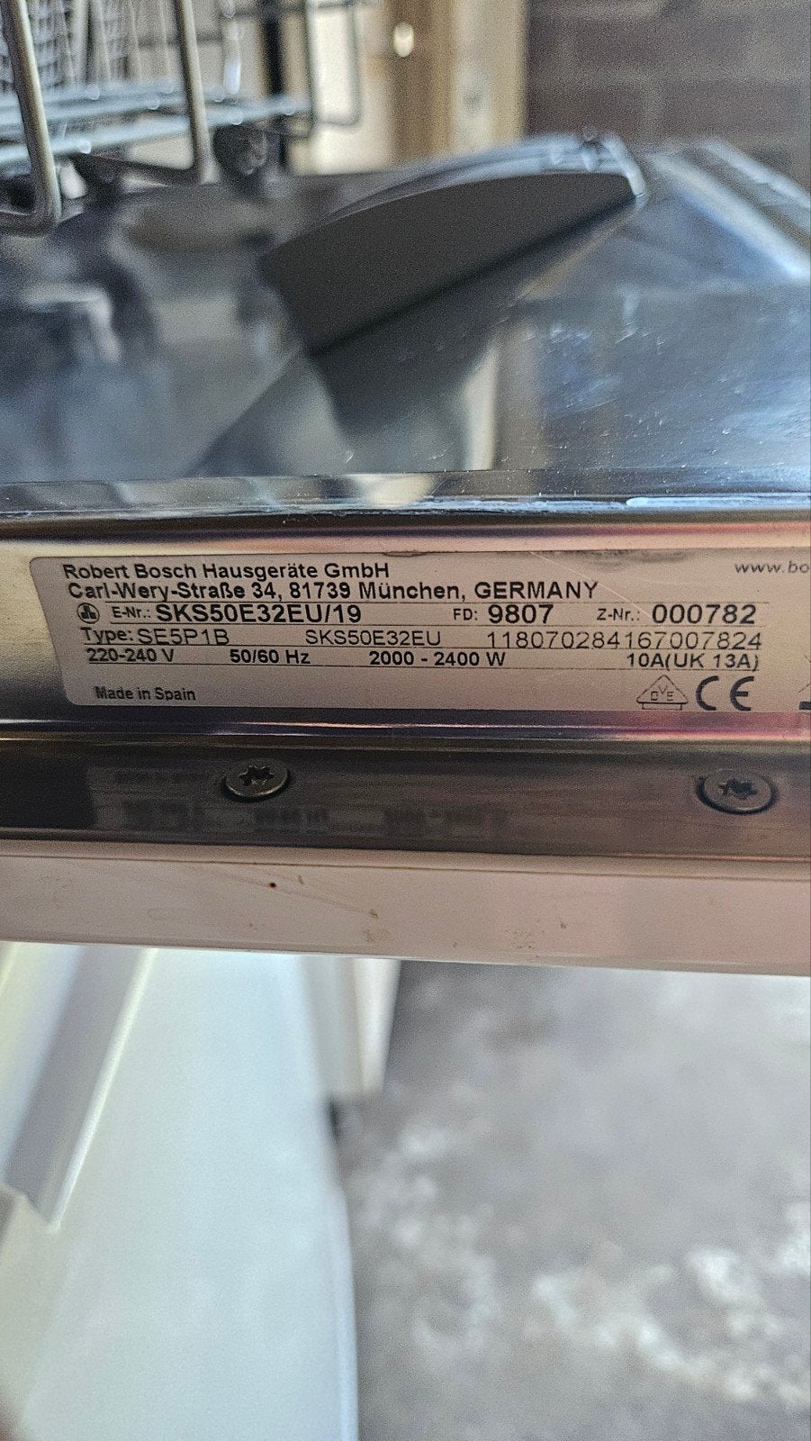 Bosch SKS50E32EU Mini Vaatwasser, Ophalen, Gebruikt, 45 tot 60 cm, Minder dan 85 cm