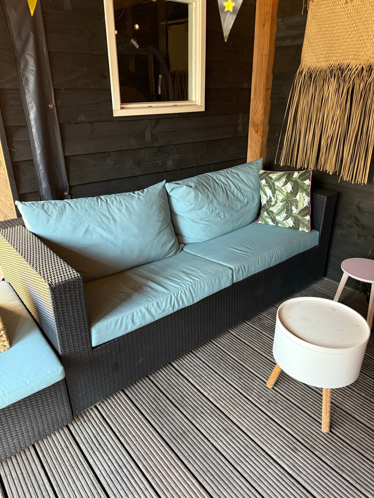Wicker Loungeset met Kussens, Ophalen, Gebruikt, 6 zitplaatsen, Loungeset