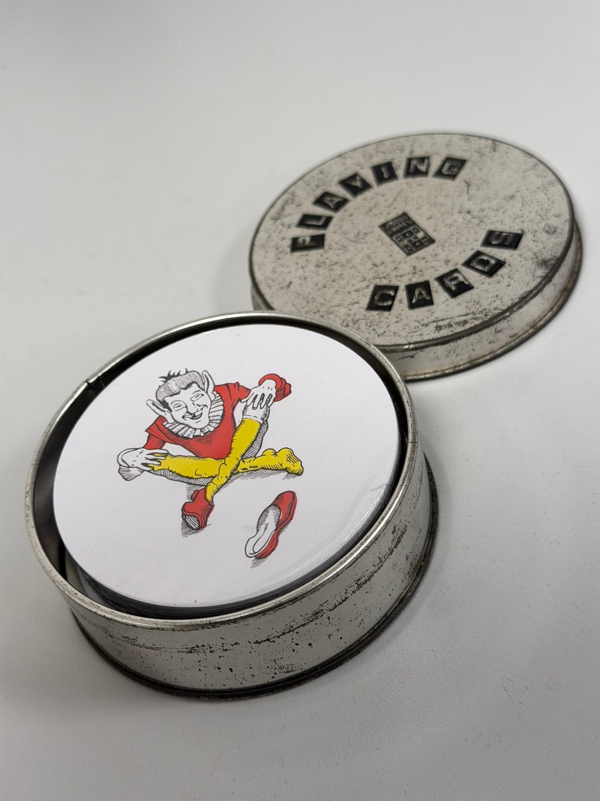 Zeldzaam Lagoon Game Ronde kaarten Speelkaarten Vintage Blik, Ophalen of Verzenden, Zo goed als nieuw, Speelkaart(en)