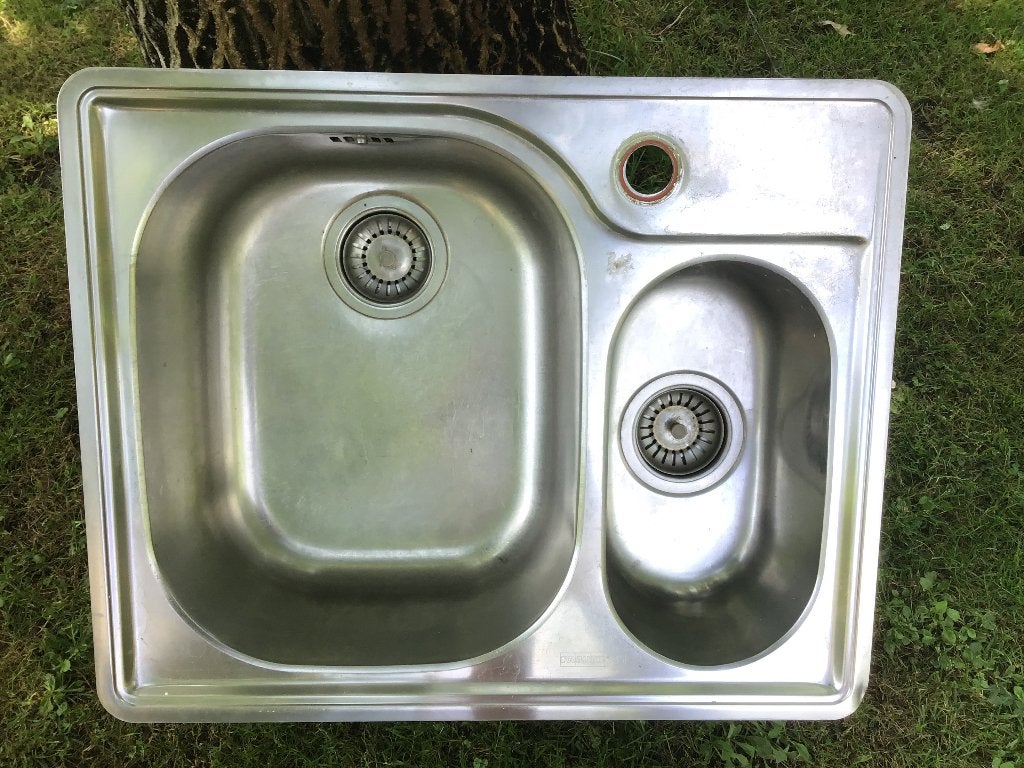 Franke dubbele keukenspoelbak, Ophalen, Gebruikt, 50 tot 100 cm, Minder dan 25 cm