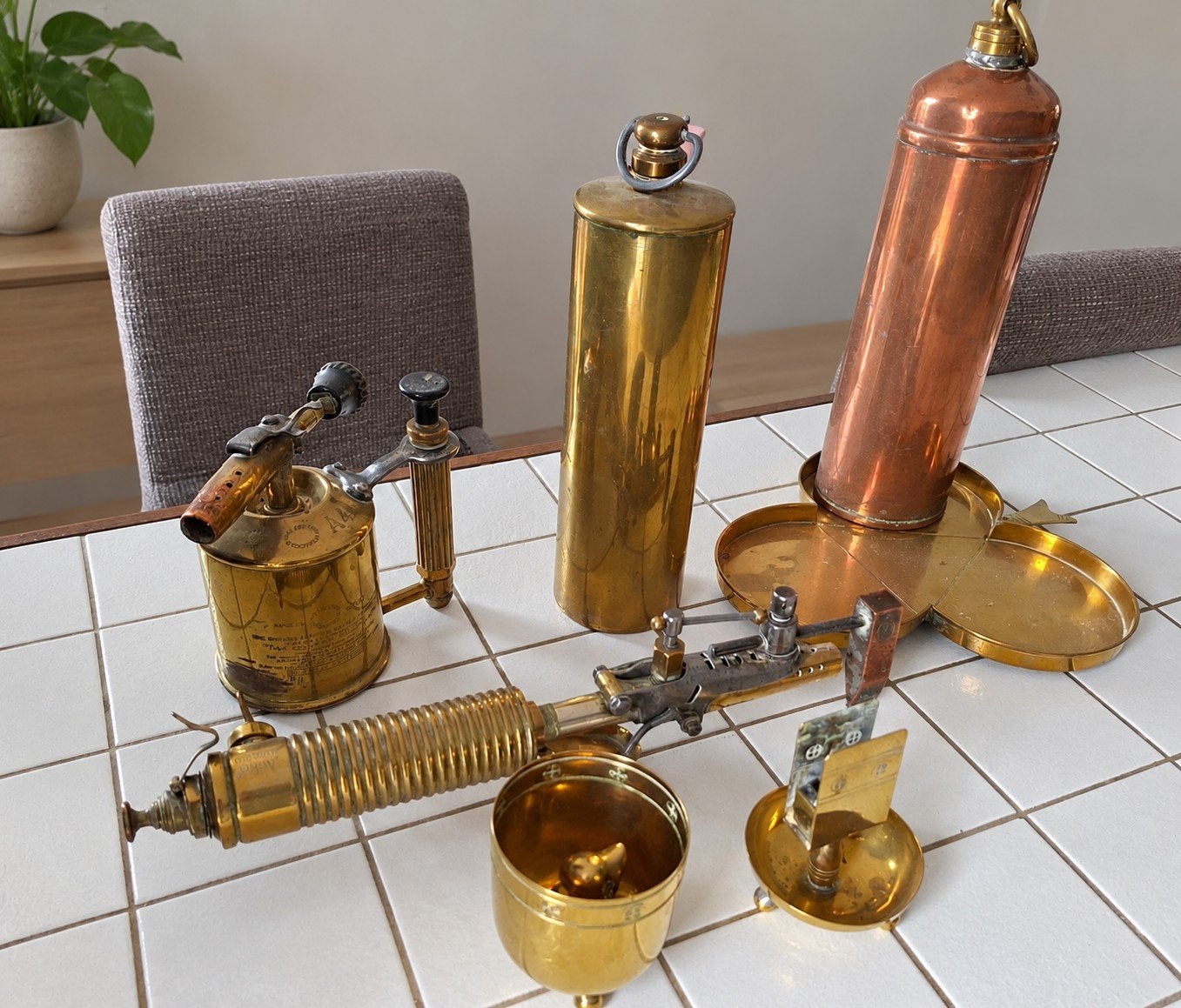 Antieke Koperen Soldeerbrander en Accessoires, Antiek en Kunst, Ophalen, Koper