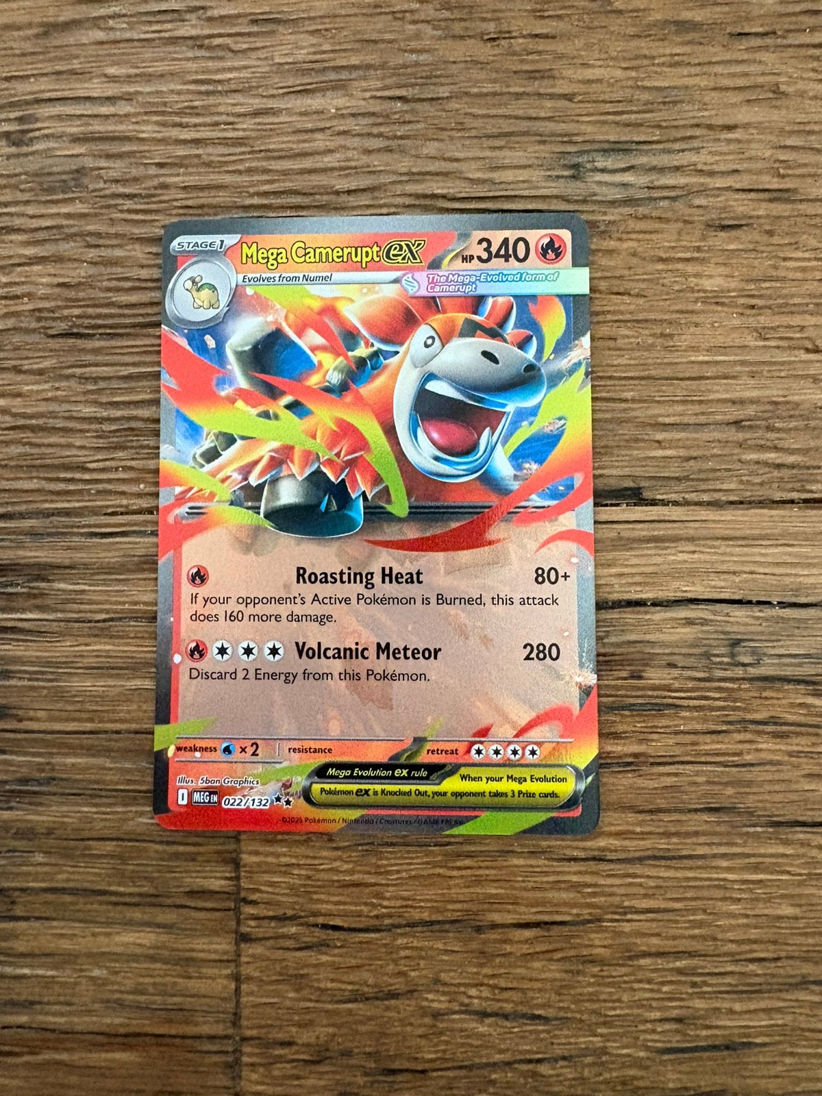 Pokémon Mega Camerupt ex 022/132 MEG, Ophalen of Verzenden, Zo goed als nieuw