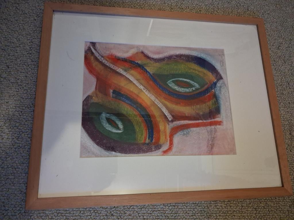 Abstract Kunstwerk in Houten Lijst, Ophalen of Verzenden