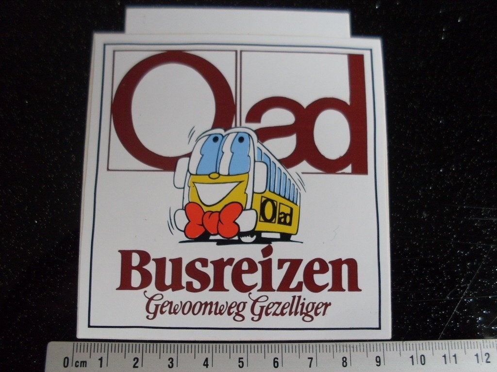 sticker Oad busreizen logo gewoonweg gezelliger vintage, Verzamelen, Verzenden, Zo goed als nieuw, Bedrijf of Vereniging
