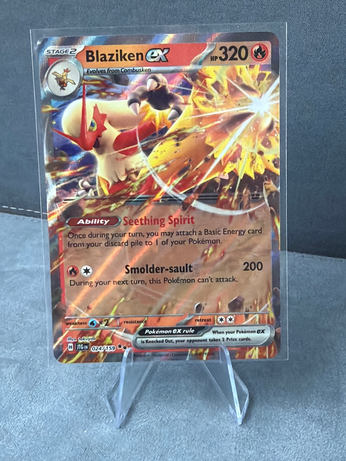 Blaziken ex 024/159 Holo Rare Pokémon Kaart, Ophalen of Verzenden, Zo goed als nieuw, Losse kaart, Foil