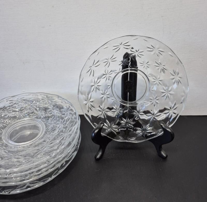 Glazen gebaksbordje,  5 beschikbaar, Antiek en Kunst, Ophalen of Verzenden