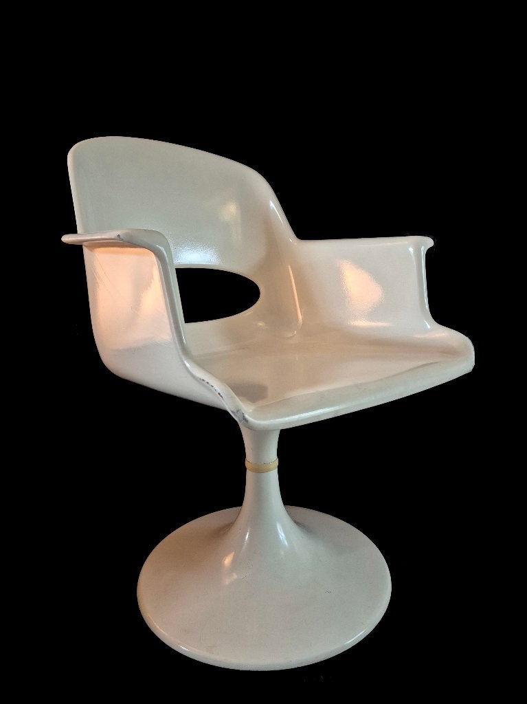 Fantastische vintage tulip voet space age design stoel., Ophalen, Overige materialen, Gebruikt, Wit