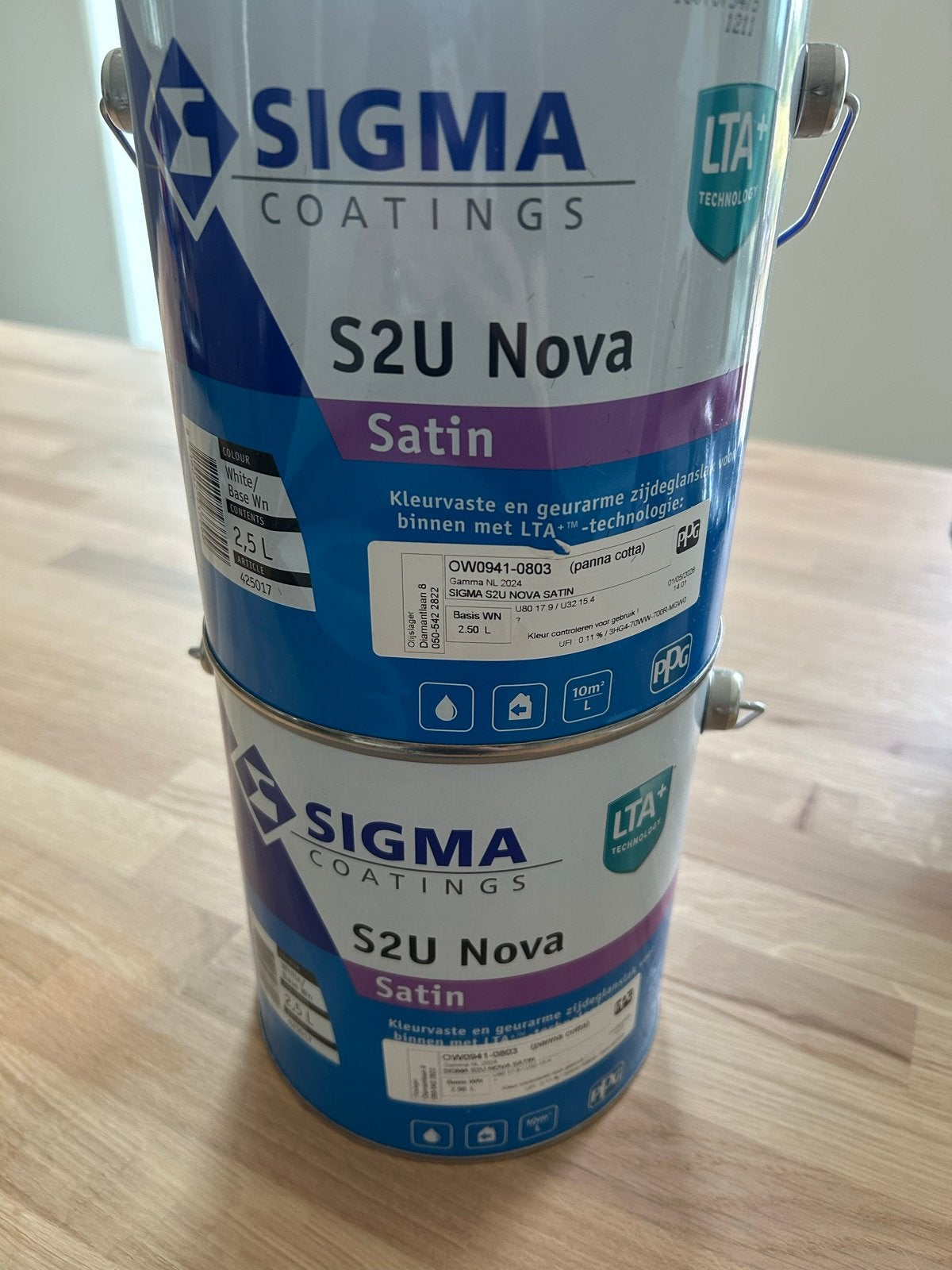 Sigma S2U Nova Satin verf - Panna Cotta - 2.5L, Ophalen, Overige kleuren, 5 tot 10 liter, Nieuw
