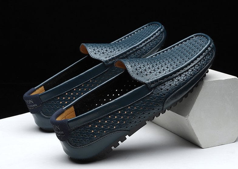 Blauwe ademende heren loafers leren instappers mannen nette, Verzenden, Nieuw, Blauw, Loafers