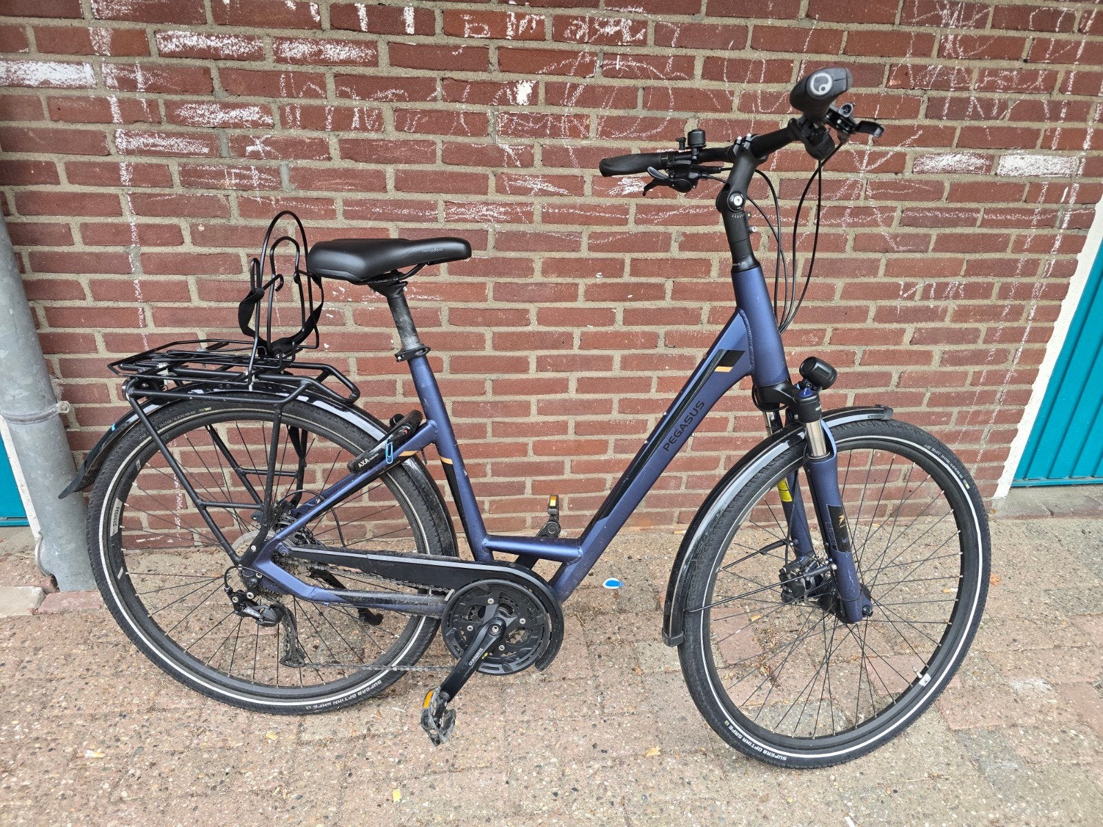 Pegasus Premio SL Disc 27 - Lage instap - Blauw Mat, 53 tot 56 cm, Versnellingen, Zo goed als nieuw, Schijfrem