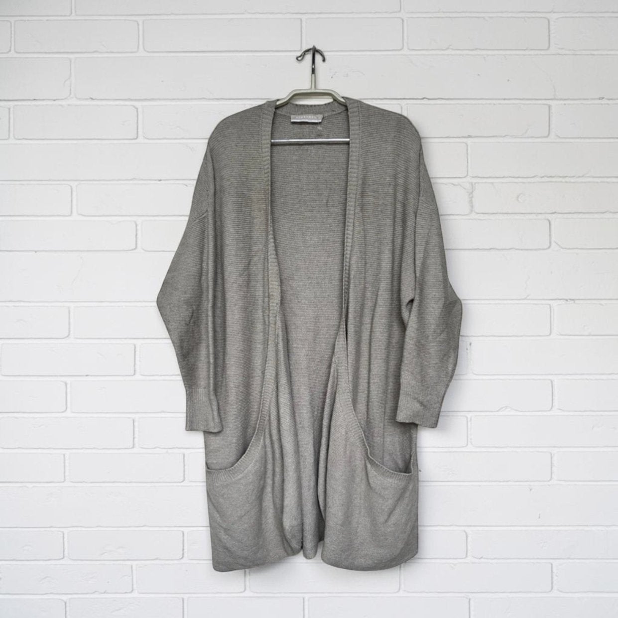 Stefanel Vest Maat S Grijs Gebreid Lang Open Kasjmier Wol, S, Verzenden, S, S