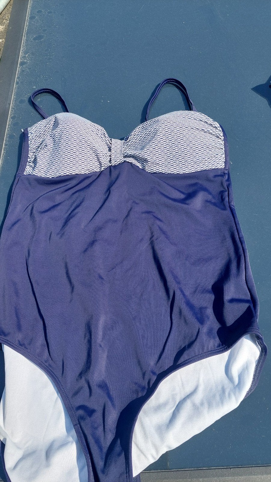 Stijlvol marineblauw badpak met patroon, Ophalen of Verzenden, Zo goed als nieuw, Blauw, Badpak