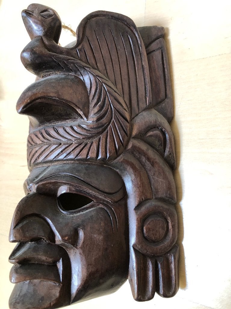 houten masker met Quetzal, Guatemala, Antiek en Kunst, Overige herkomsten, Ophalen of Verzenden, Masker, Hout