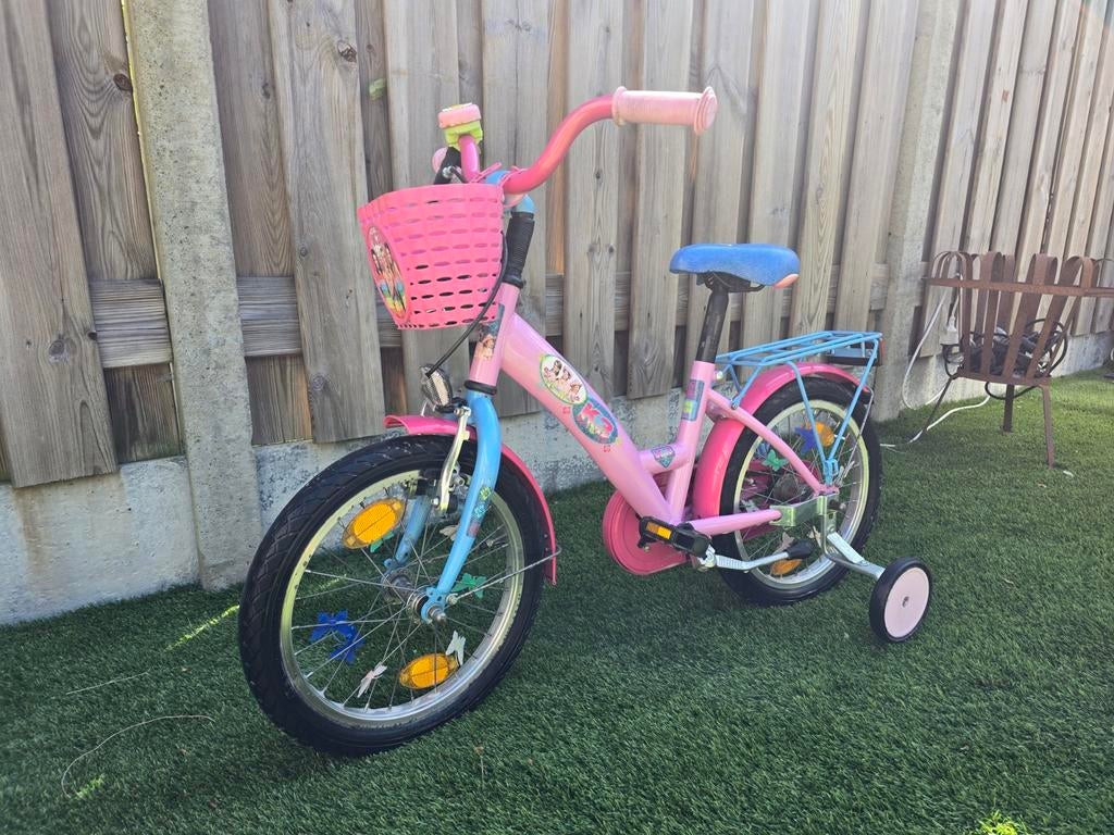 K3 Originals Kinderfiets 16 inch - Roze met zijwieltjes, Ophalen, Terugtraprem, Zijwieltjes, K3 Originals