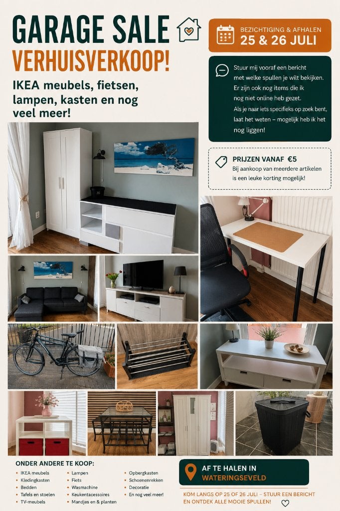 Verhuisverkoop – IKEA, meubels, fietsen, lampen en veel meer, Ophalen, Zo goed als nieuw