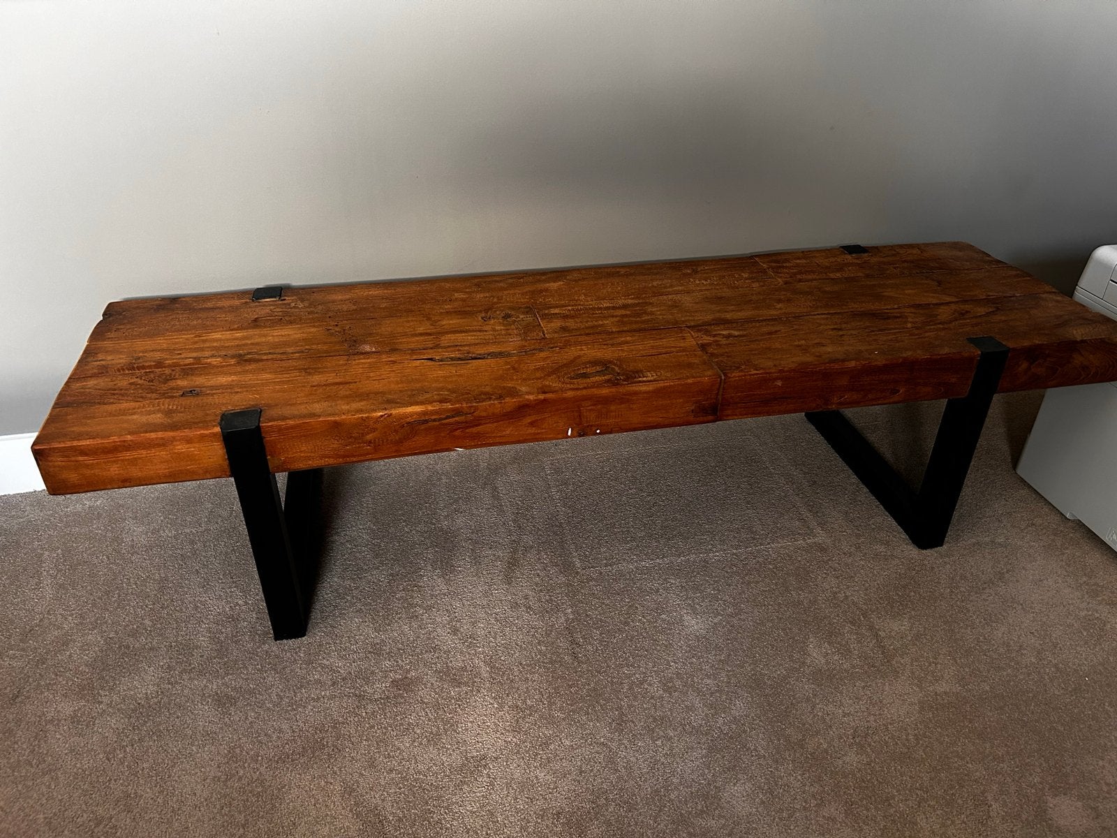Robuuste TV Meubel / Salontafel van Hout en Metaal, 100 tot 150 cm, Ophalen of Verzenden, Zo goed als nieuw, Overige houtsoorten