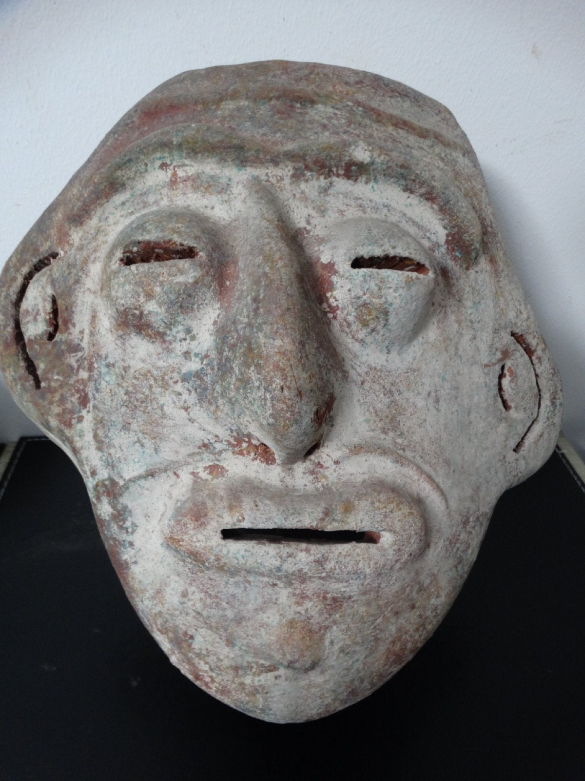 Oud Mexicaans keramisch wandmasker met kaarsenhouder, Steen/keramiek, Masker, Handgemaakt, Ophalen of Verzenden