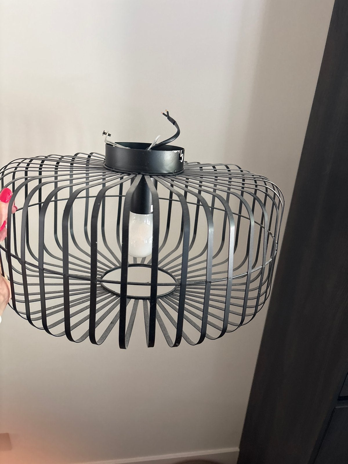 Zwarte draadlamp plafondlamp - Modern design, Ophalen, Gebruikt, Metaal