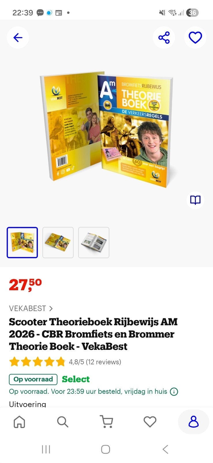 VekaBest Scooter/Bromfiets Theorieboek Rijbewijs AM 2026, Ophalen of Verzenden, Nieuw, Overige niveaus, VekaBest