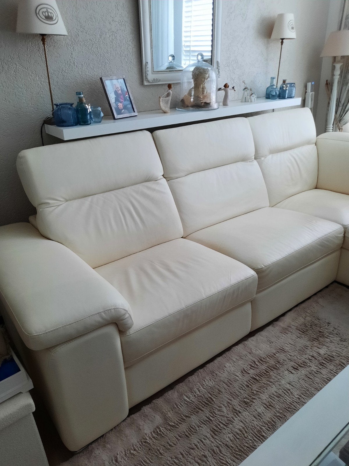 Leren hoekbank  met relax gedeelte merk chateau d,ax, Huis en Inrichting, Ophalen, Gebruikt, Hoekbank, Leer