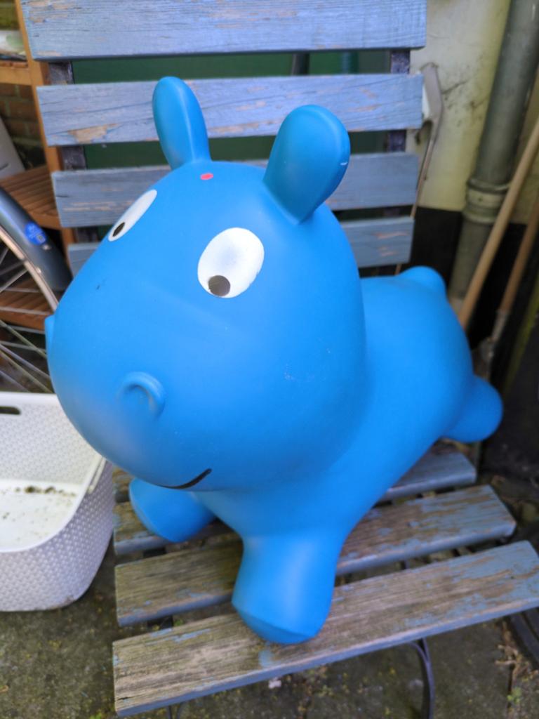 Leuke Blauwe opblaasbare hobbel nijlpaard, Ophalen of Verzenden, Gebruikt, Jongen of Meisje