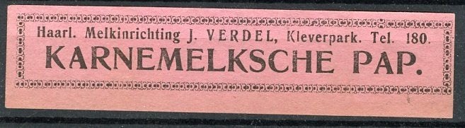 1920 J. Verdel Haarlem Karnemelkse pap (VK-2), Verzamelen, Ophalen, Gebruikt