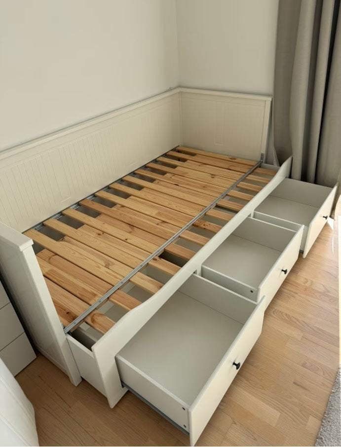 IKEA HEMNES bed, Ophalen, Uitschuifbaar bed, Wit, 200 cm