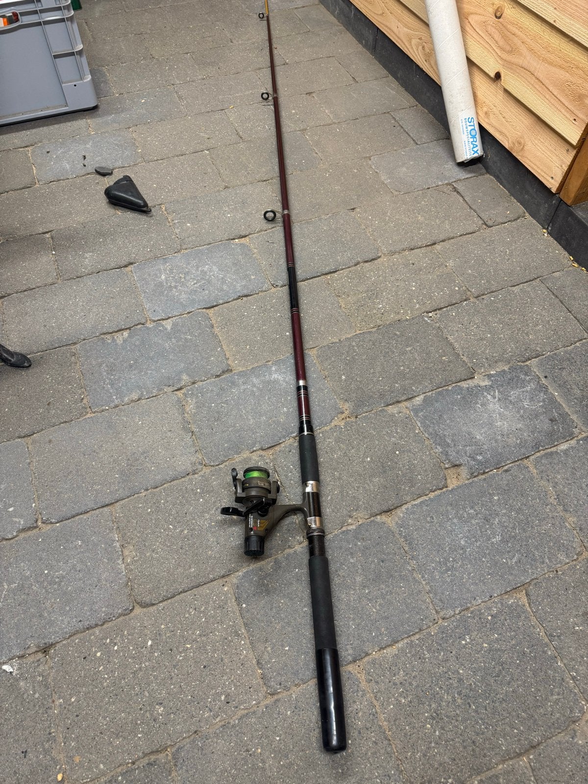 DAM Quick werpmolen met vishengel – Vintage hengelset, Ophalen of Verzenden, Gebruikt, Complete hengel