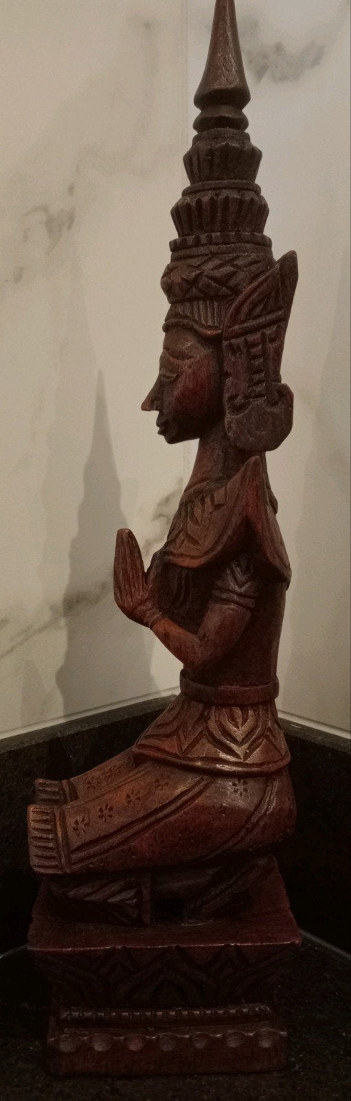 Beeld - Vrouw Balinese - Hardhout, Ophalen of Verzenden, Handgemaakt, 20 - 50 cm, Beeld