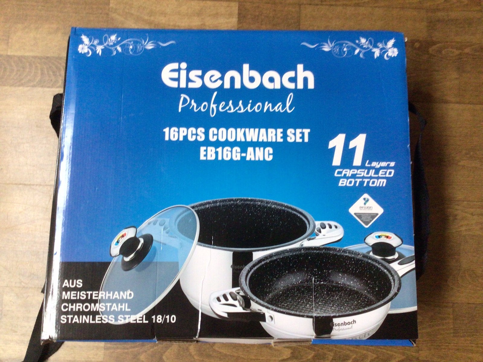Te koop nieuwe pannenset van Eisenbach , edelstaal, Ophalen of Verzenden, Zo goed als nieuw, Rvs, Pannenset