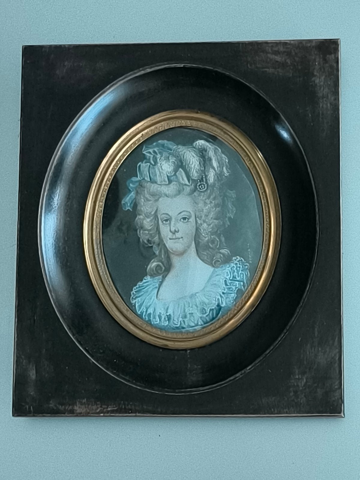 Antiek portret miniatuur madamme Elisabeth, Ophalen of Verzenden