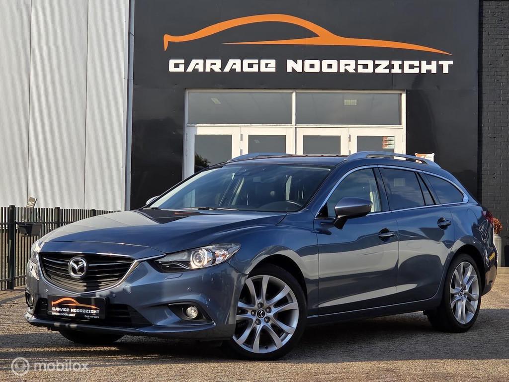 Mazda 6 Sportbreak 2.5 Sky Activ-G 192 GT-M Automaat, Auto's, Gebruikt, Zwart, Automatische klimaatregeling, Leder