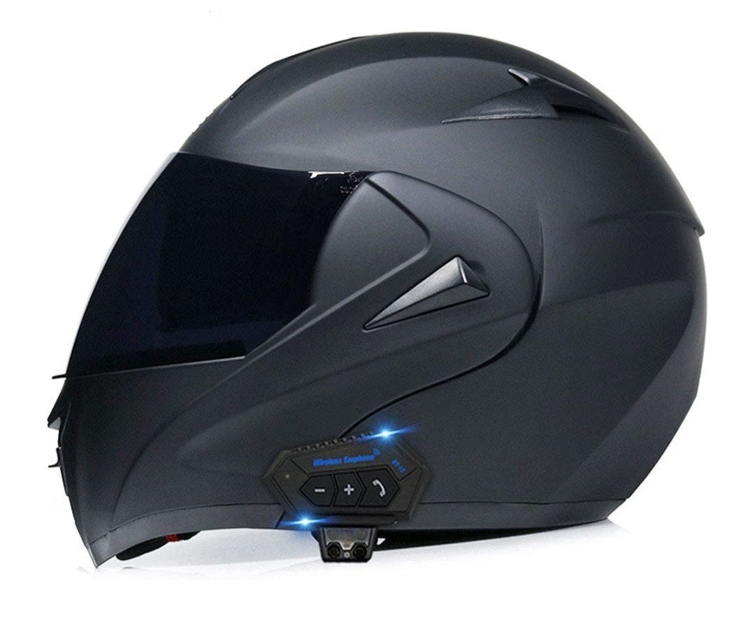 Matzwarte Systeemhelm met Bluetooth Communicatie, Motoren, Kleding | Motorhelmen, Overige merken, Systeemhelm, Dames, Ophalen of Verzenden