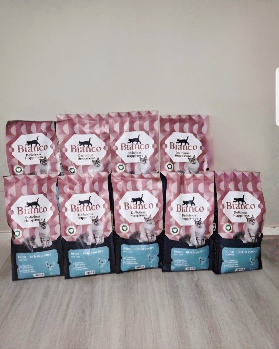 Partij 9x Nieuwe 2KG zakken Bianco Kittenbrokken Poulty/Rice, Ophalen of Verzenden, Kat