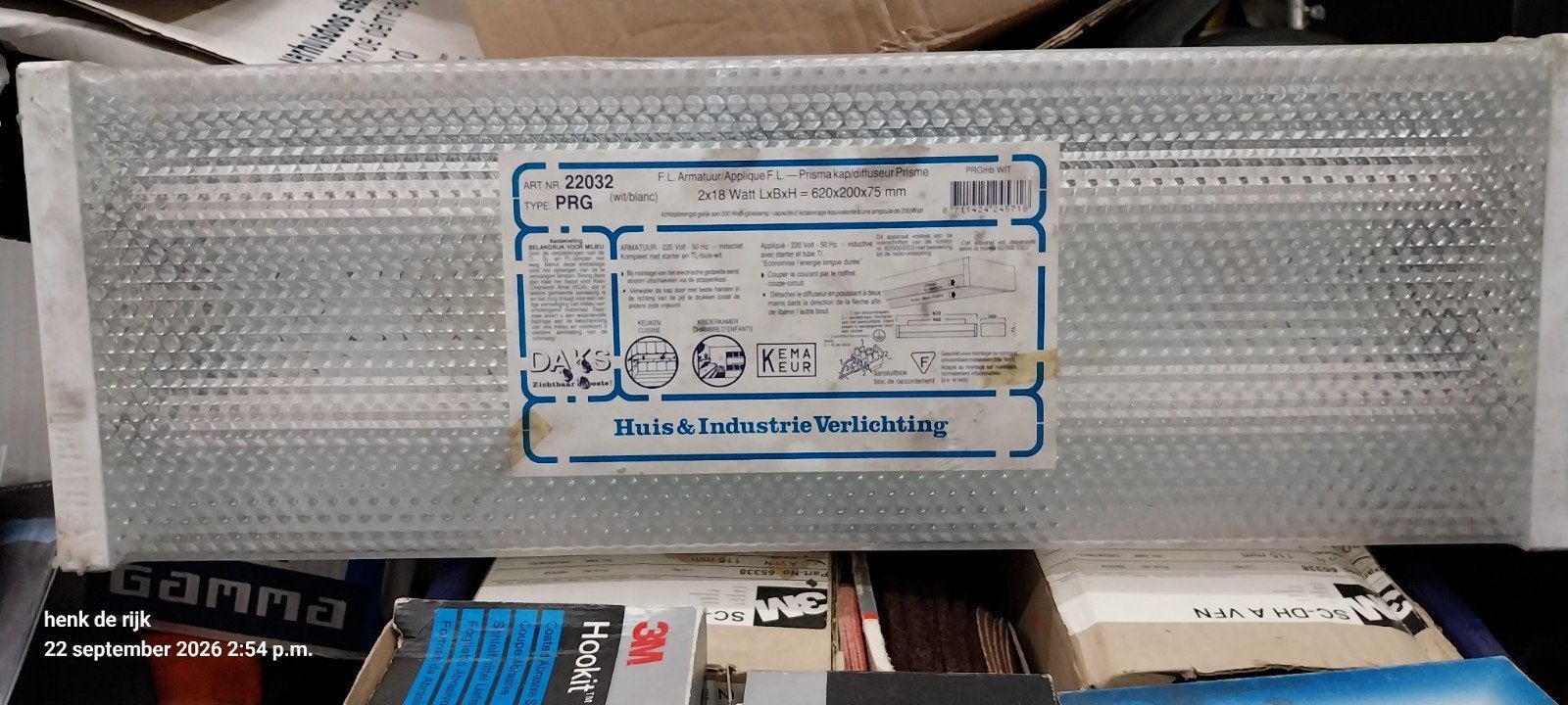 Nieuw F.L. Armatuur met Prisma kap/diffuser 2x18 Watt, Ophalen, Nieuw, 50 tot 200 watt, Armatuur