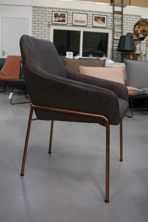 4 x luxe eetkamerstoel Jolly Jess Design leer koper bruin, Huis en Inrichting, Ophalen, Bruin, Zo goed als nieuw, Vier