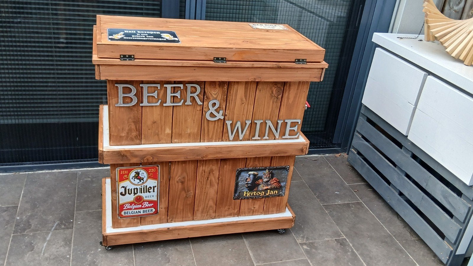 Houten Bierkoeler / Drankkoeler met Wieltjes, Ophalen, Nieuw, Handgemaakt