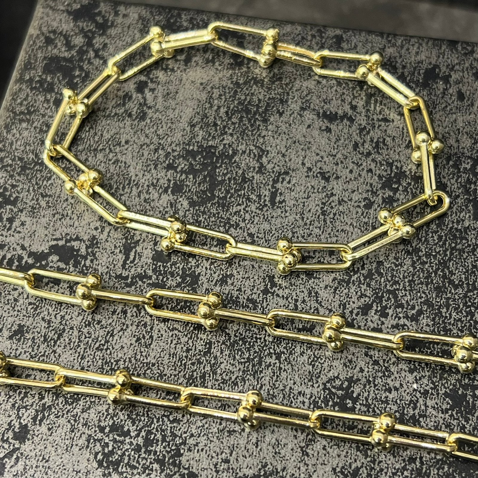 14 karaat gouden set ketting met armband nieuw, Ophalen of Verzenden, Nieuw, Goud