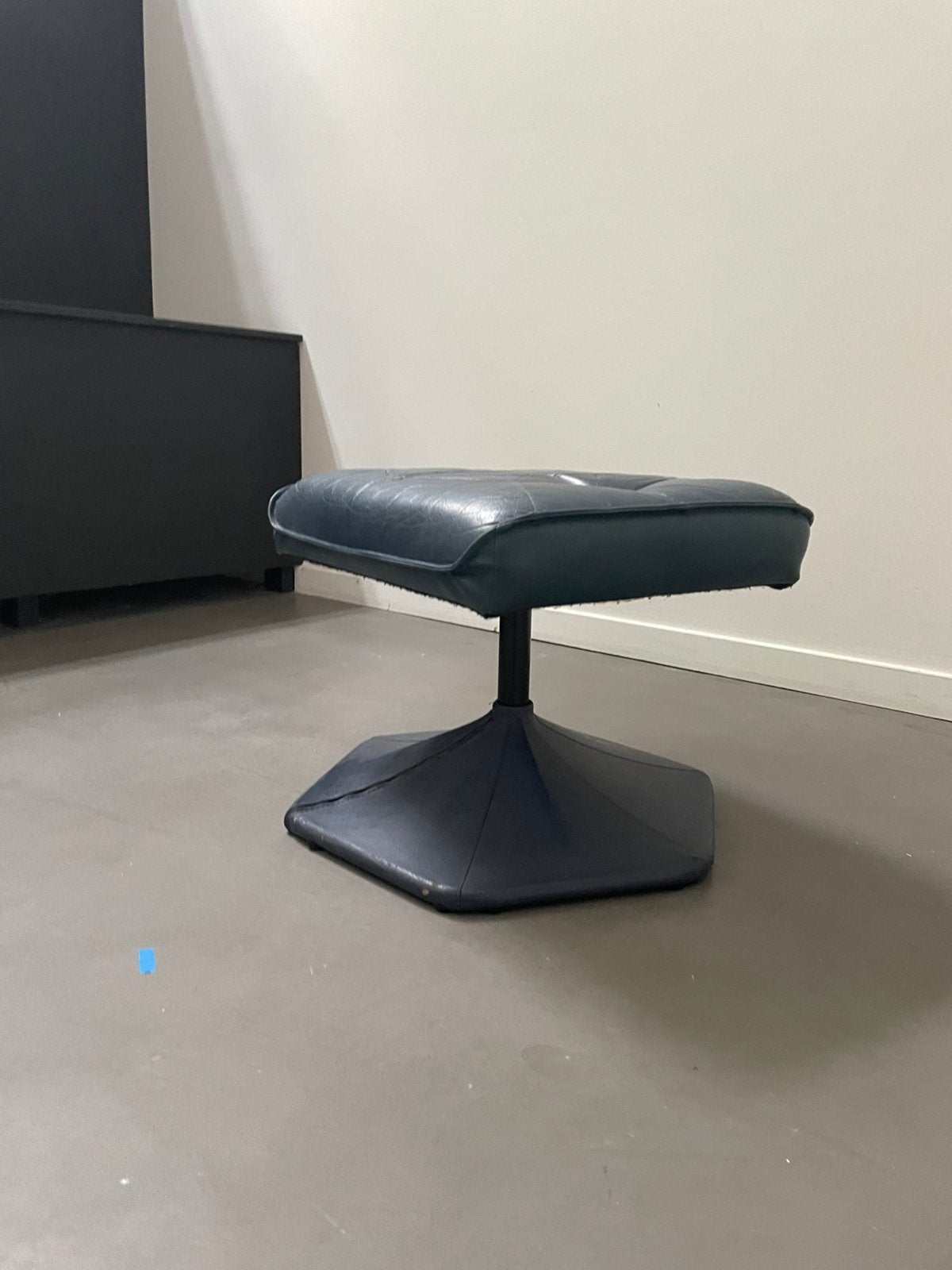 Blauw lederen vintage unico voetenbank jaren 70 space age, Minder dan 50 cm, ., Vintage, Ophalen of Verzenden