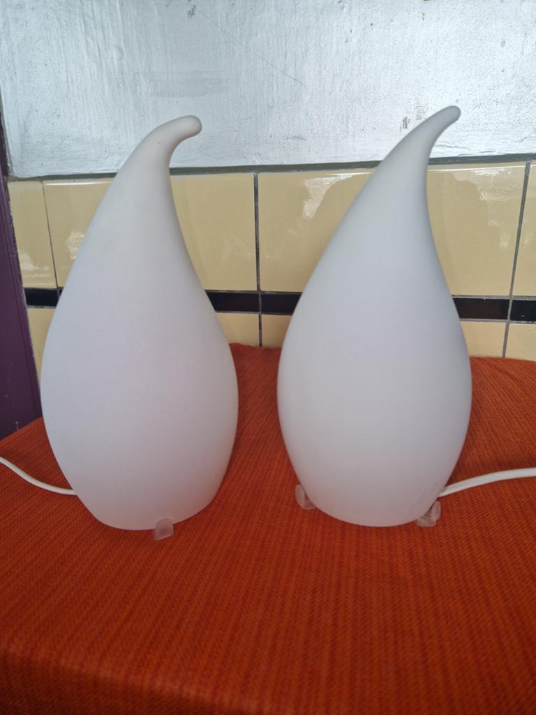 2 x glazen druppel bedlampen, design bedlampjes set €25, Huis en Inrichting, Modern design, Gebruikt, Ophalen of Verzenden, Glas