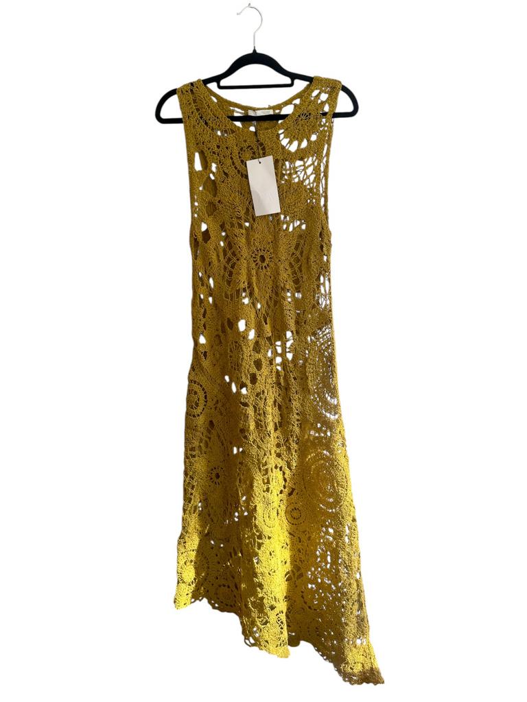 Khaki crochet jurk Zara nieuw met label, Nieuw, Ophalen of Verzenden, Maat 36 (S), Onder de knie