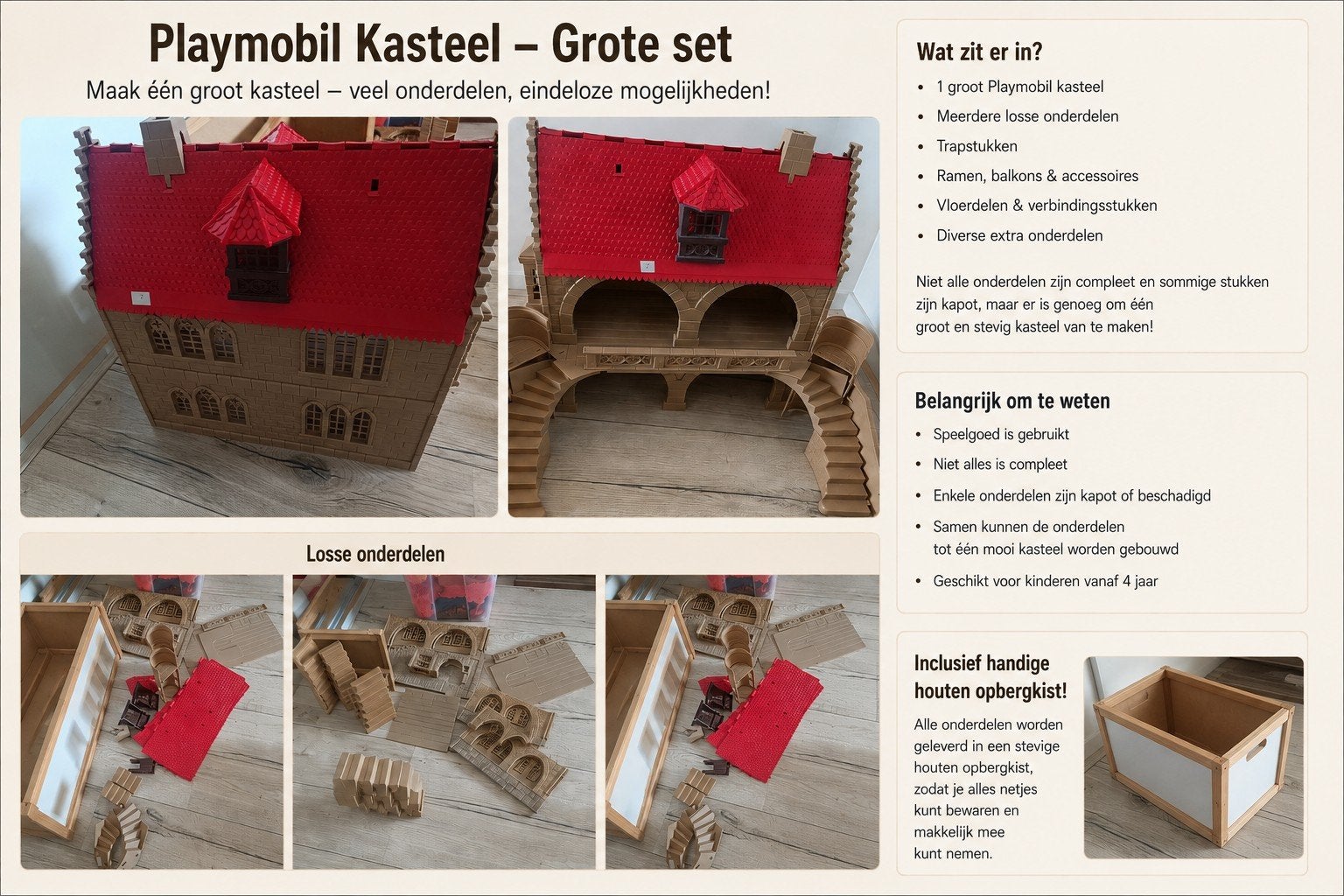 Playmobil Kasteel - Grote set met extra onderdelen, Kinderen en Baby's, Ophalen, Gebruikt, Complete set, Kasteel/Fort