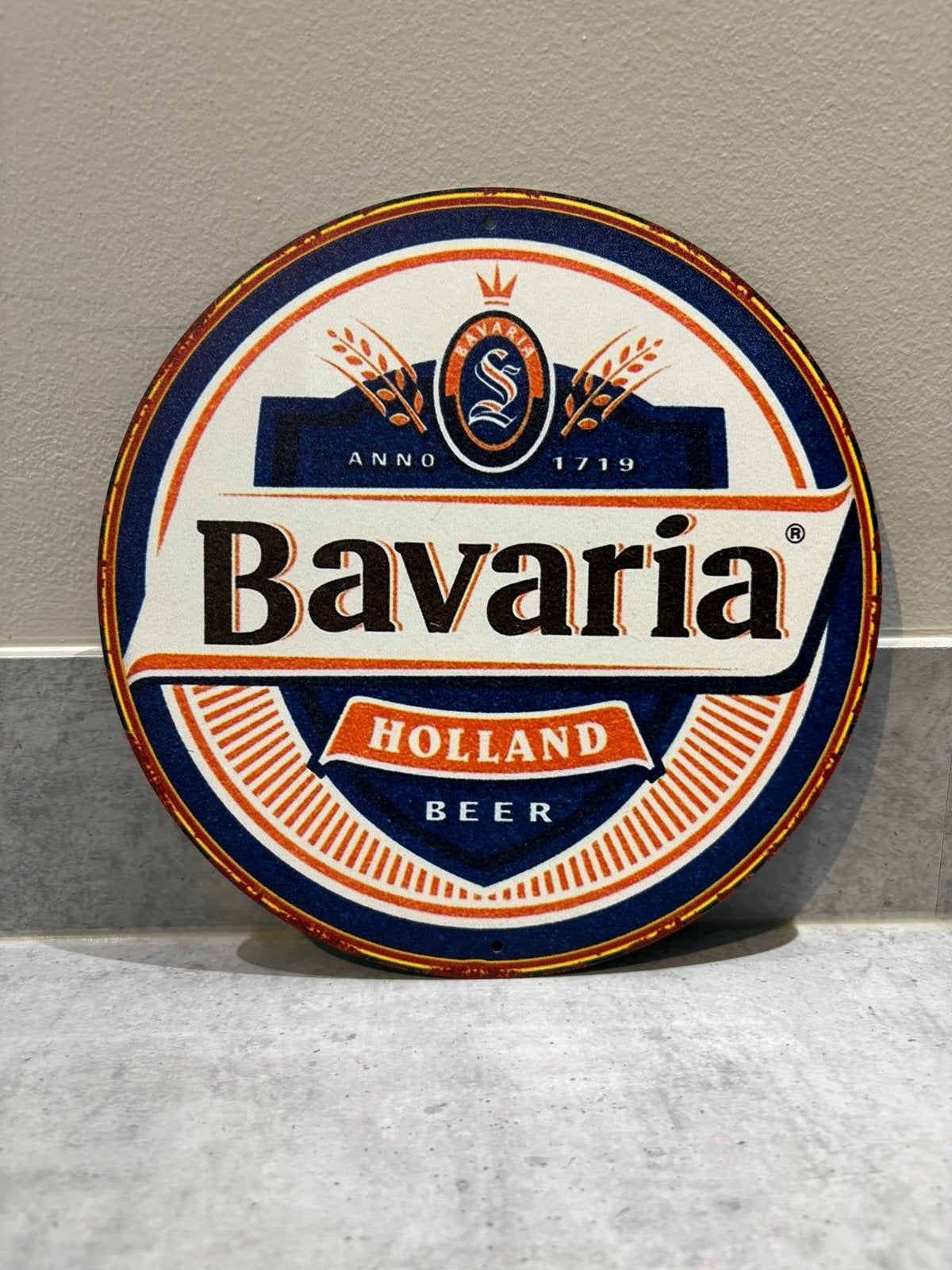 Mancave Bar Café Wanddecoratie metalen bordje Bavaria bier, Ophalen of Verzenden, Zo goed als nieuw, Reclamebord, Plaat of Schild