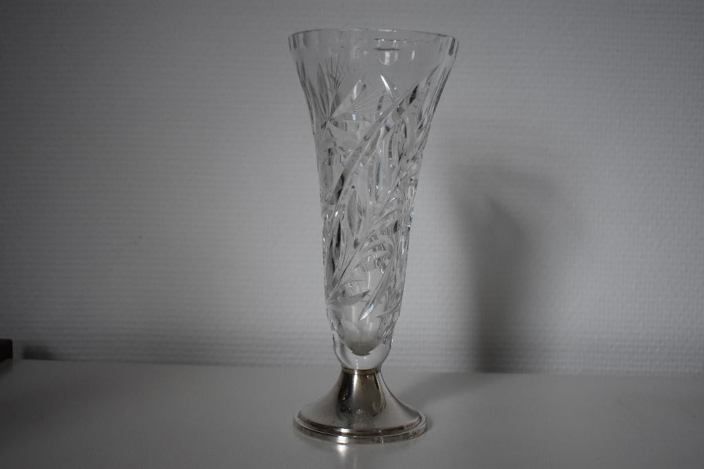 Vintage design vaas met echt zilver zilveren voet, Ophalen of Verzenden