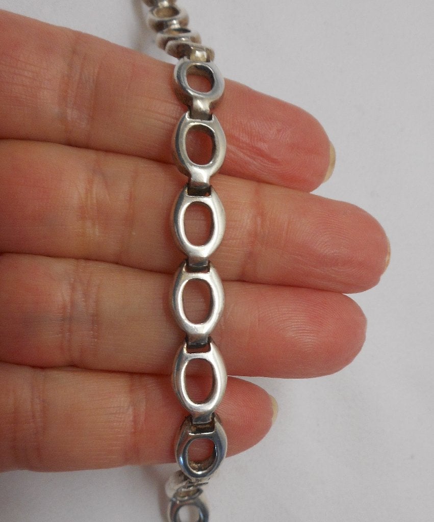 Zilveren prachtig massief schakel collier nr.338, Verzenden, Zo goed als nieuw, Zilver, Zilver