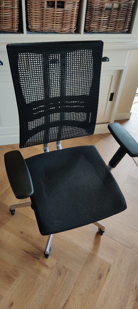 Bureaustoel met anti-kras wielen, Ophalen of Verzenden, Gebruikt, Zwart, Bureaustoel