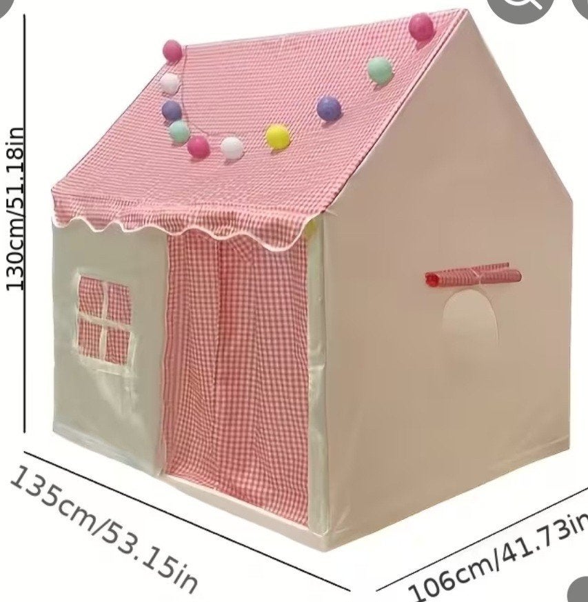 Roze speelhuisje/tent voor kinderen - 130x135x106cm, Ophalen, Zo goed als nieuw, Overige materialen